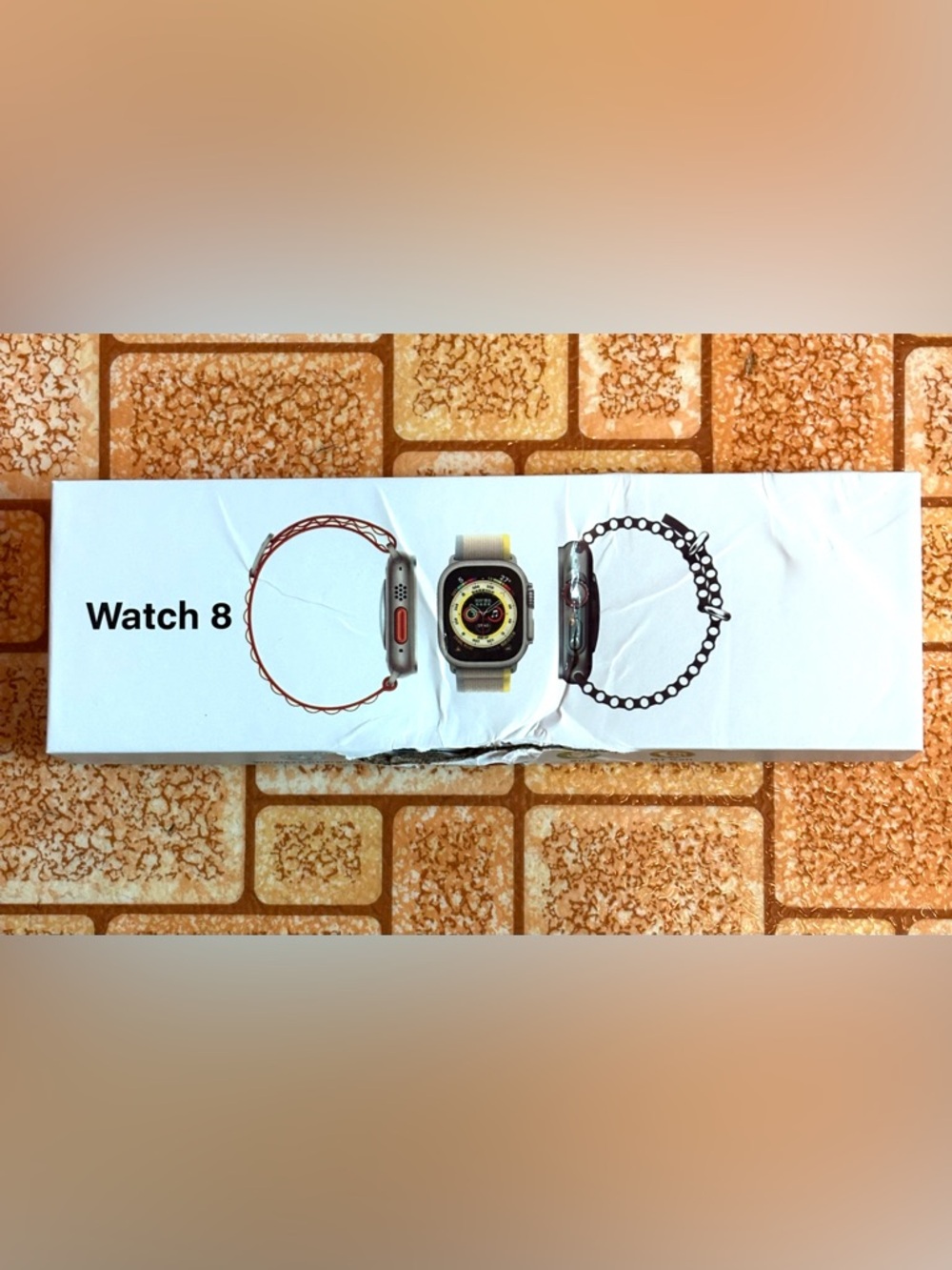 Watch 8 Smartwatch - Silver and Black with White Wristband.